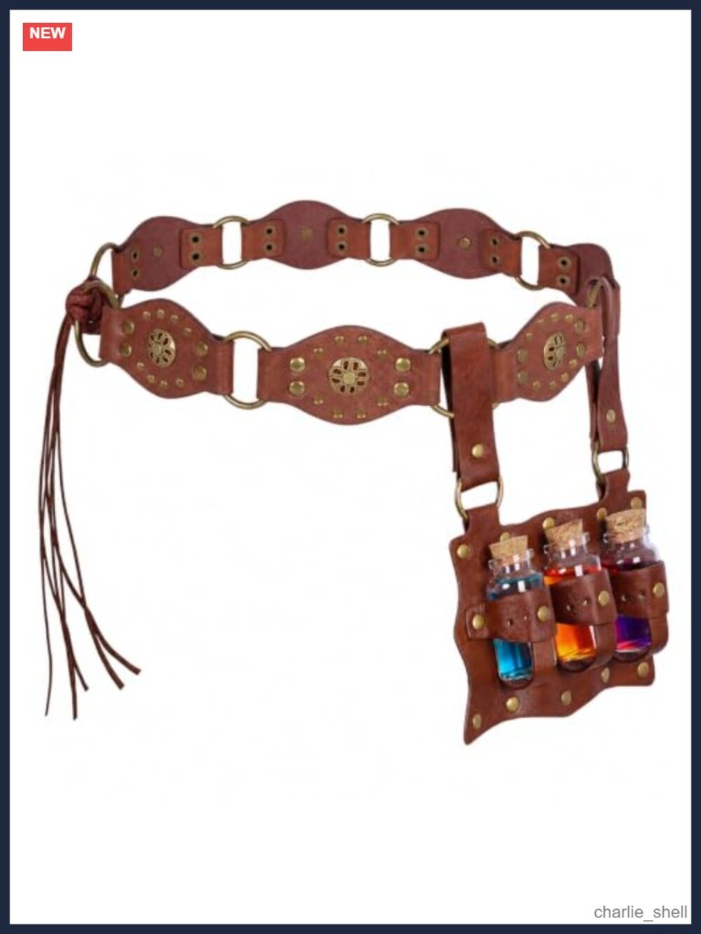 Medieval Renaissance Belt Set with Potion Bottle Leather Adjustable Cosplay